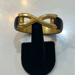 VITA FEDE MADE IN FIRENZE 24kt GOLD PLATED BRACELET BLACK LEATHER BRAND NEW